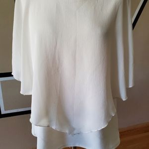 Wht drape blouse